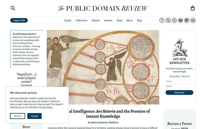 Public Domain Review homepage