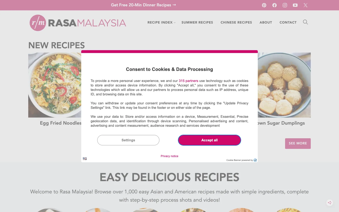 Screenshot of the Rasa Malaysia homepage