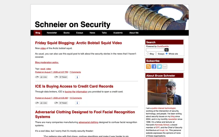 Schneier on Security homepage