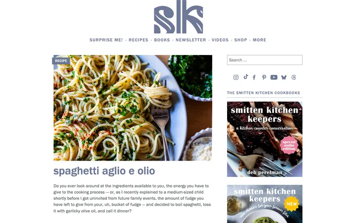 Smitten Kitchen homepage