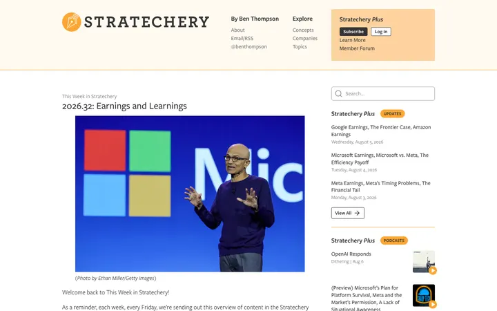 Stratechery homepage