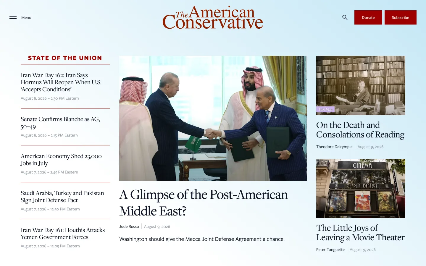 Screenshot of the The American Conservative homepage