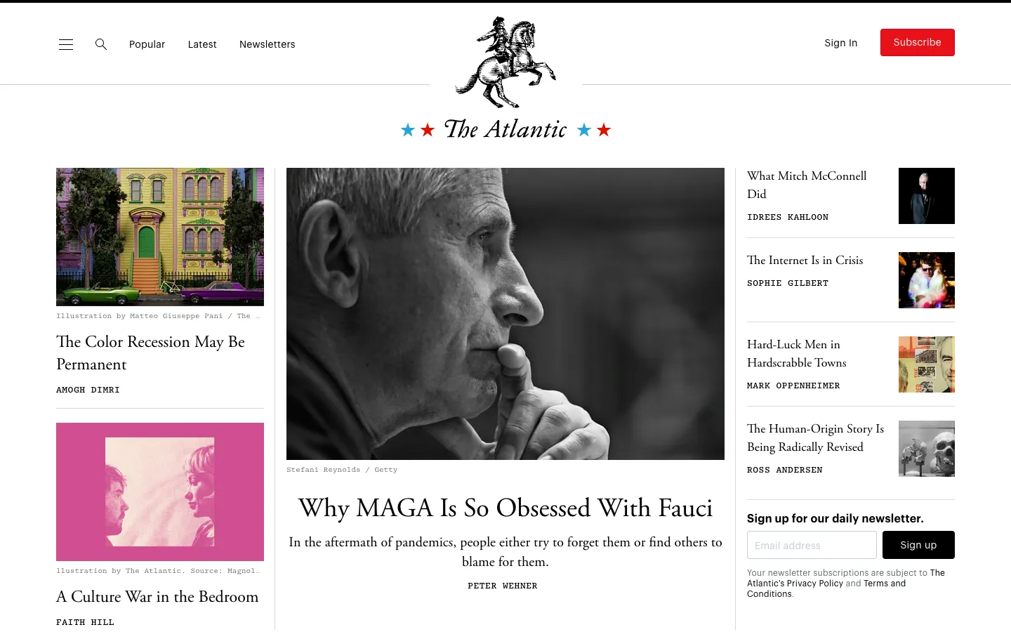 Screenshot of the The Atlantic homepage