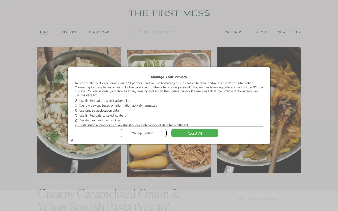 Screenshot of the The First Mess homepage