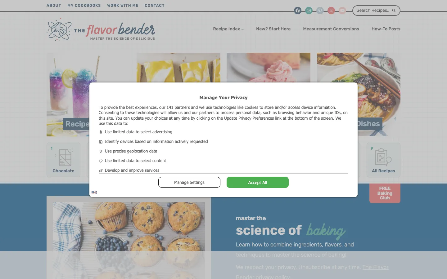 Screenshot of the The Flavor Bender homepage