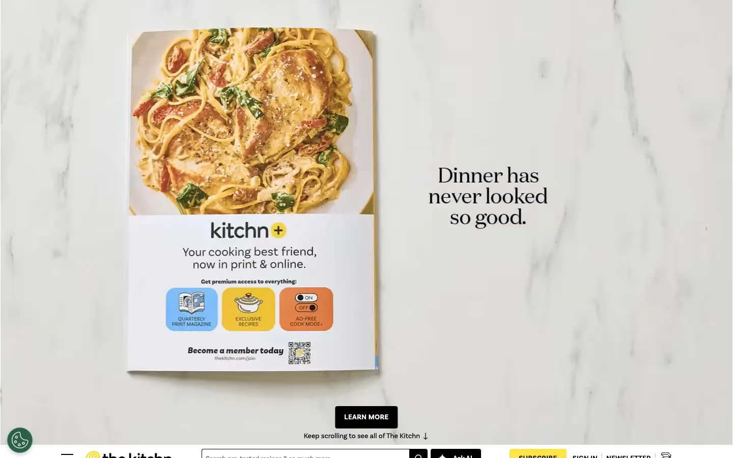 Screenshot of the The Kitchn homepage