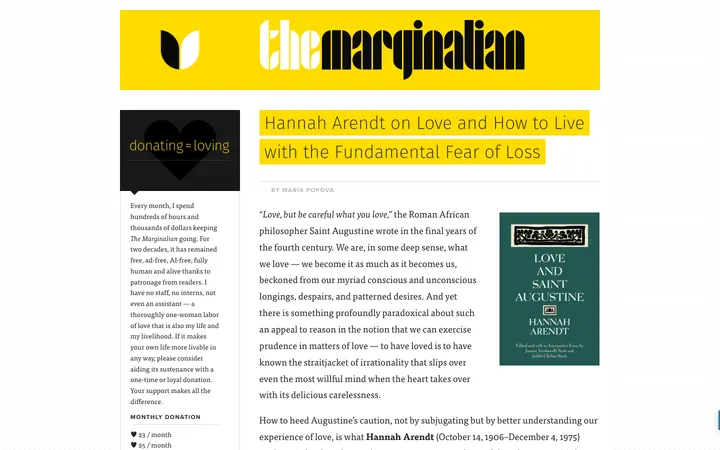 The Marginalian homepage