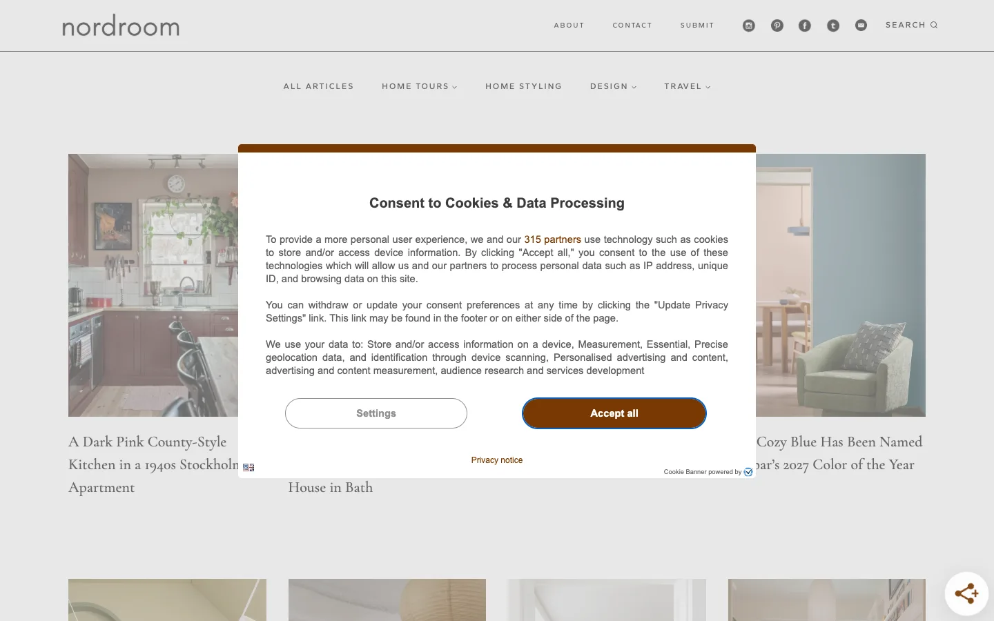 Screenshot of the The Nordroom homepage