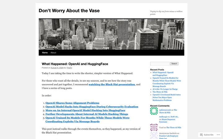 Don't Worry About the Vase (Zvi Mowshowitz) homepage