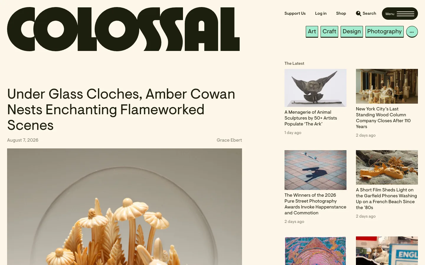 Screenshot of the Colossal homepage