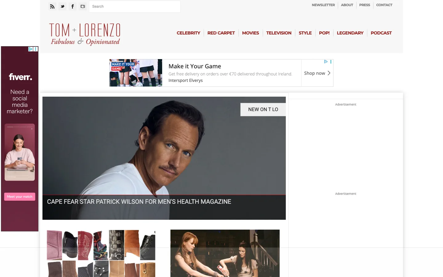 Screenshot of the Tom & Lorenzo homepage