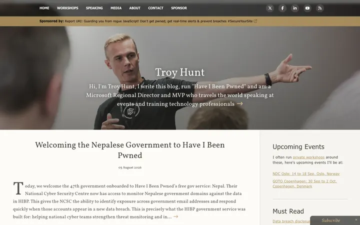Troy Hunt homepage