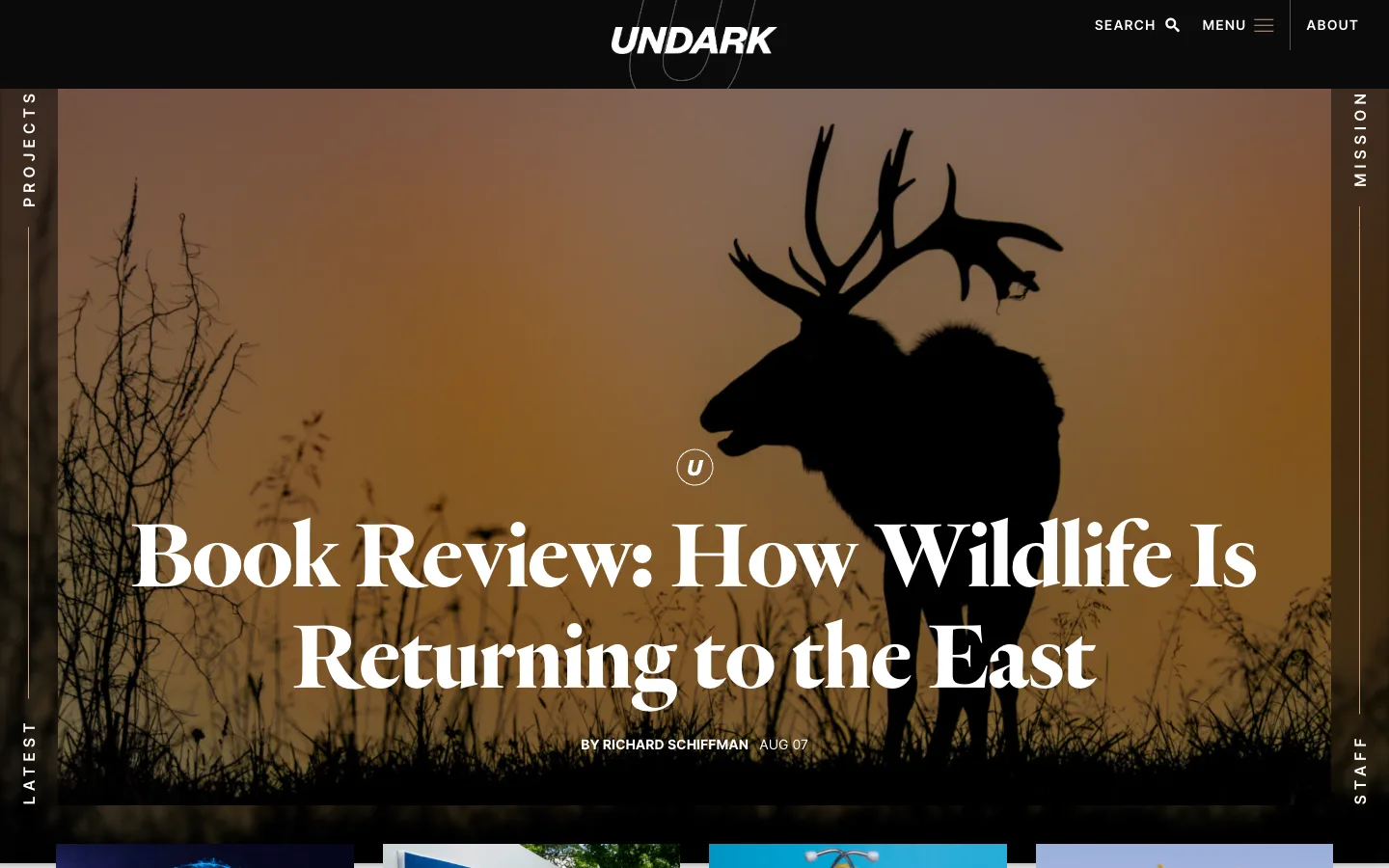 Screenshot of the Undark Magazine homepage