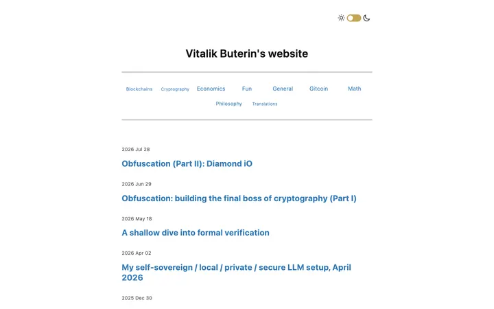 Vitalik Buterin's Blog homepage
