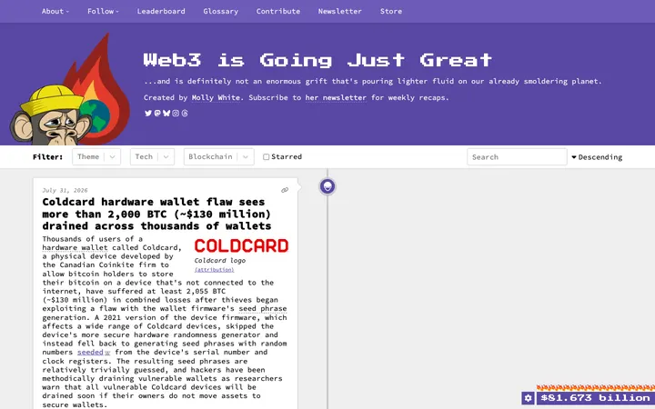 Web3 is Going Great (Molly White) homepage