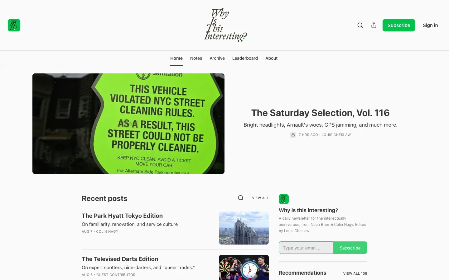 Screenshot of the Why Is This Interesting? homepage