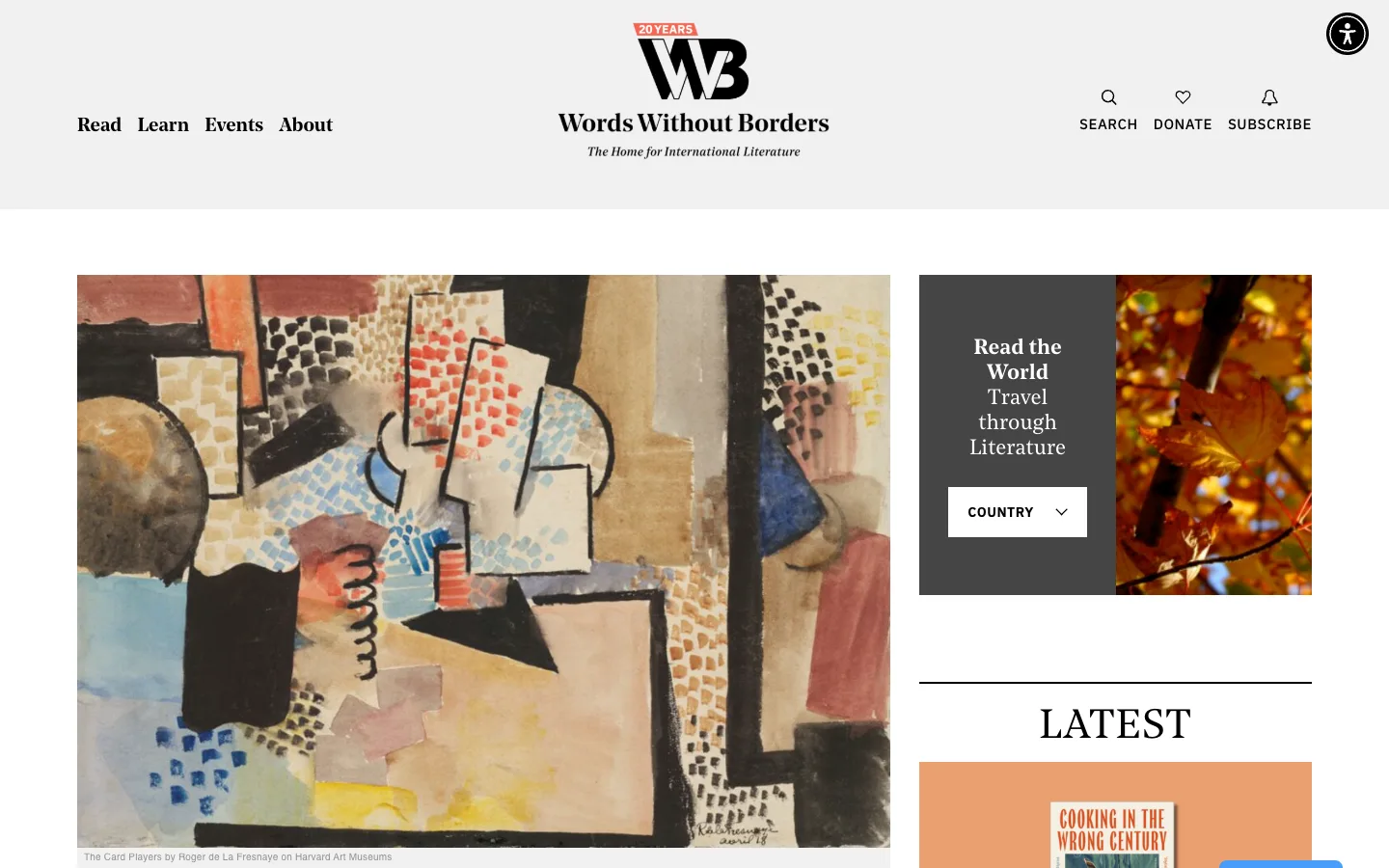 Screenshot of the Words Without Borders homepage