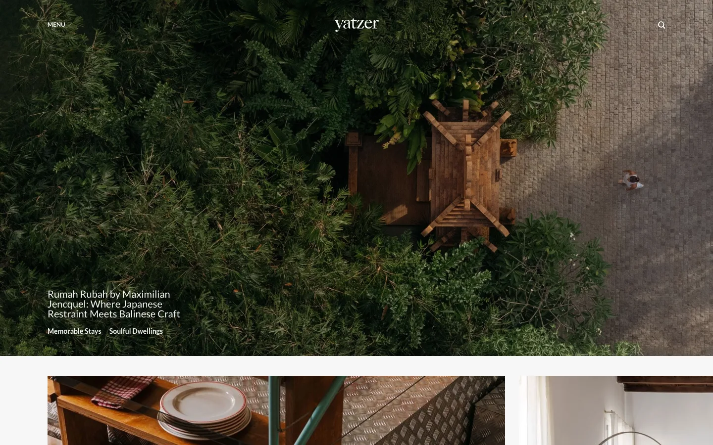 Screenshot of the Yatzer homepage